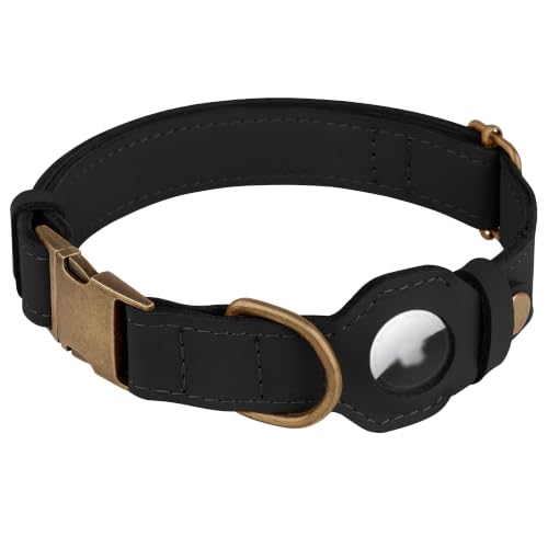 AirTag Dog Collar (Black / M, 14"-18" Neck Fit)