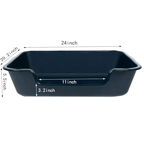 Extra Large Low Entry ABS Cat Litter Box (Large (Pack of 1) / Dark Blue)