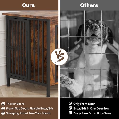 39.96" Dog Crate Furniture for 1 or 2 Dogs (Brown / 40.0"L x 23.6"W x 33.5"H)