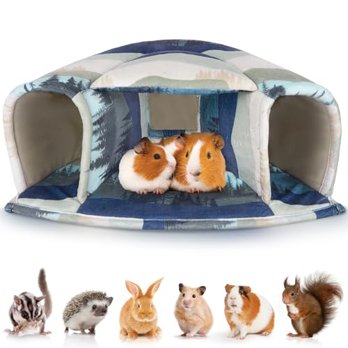 Washable Guinea Pig Hideout Large Cozy Bed for Small Pets (Blue-green Mountains)