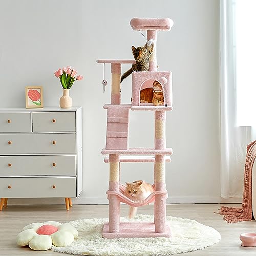 63.8 Inch Pink Cat Tree for Indoor Cats (63.8 in / Pink)