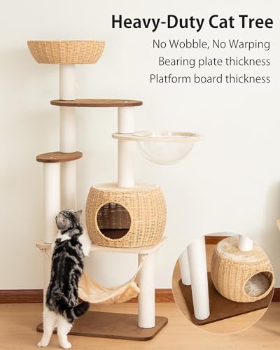 56.6" Cat Tree Tower for Large Cats (Brown DC888D)