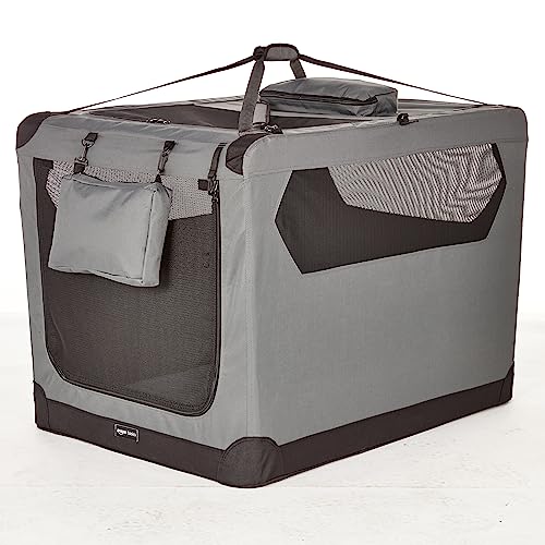 Portable Foldable Soft Pet Dog Crate Carrier Kennel with Mesh Windows (GREY / 42.0"L x 31.0"W x 31.0"H)