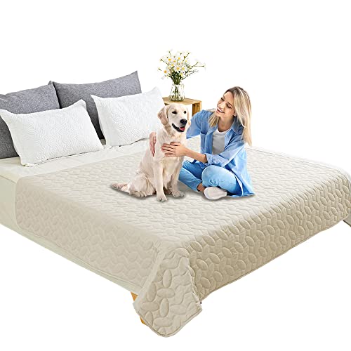 Pet Bed Cover Dog Bed Blanket for Sofa and Furniture Waterproof New Pattern Design (68x82 Inch (Pack of 1) / Ivory)