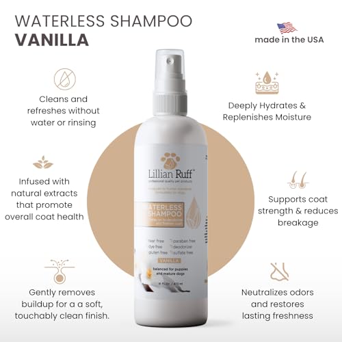 Waterless No Rinse Dog Dry Shampoo Spray with Hydrating Essential Oils