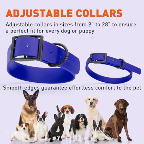 Biothane Waterproof Dog Collar Strong Coated Nylon Webbing with Black Hardware Odor (W1.5" x L24"-28" / Blueberry Royal)