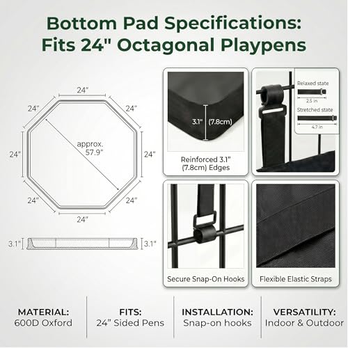 Puppy Playpen with Top Cover & Bottom Pad (Gray / Medium Pen: 36-Inch High)
