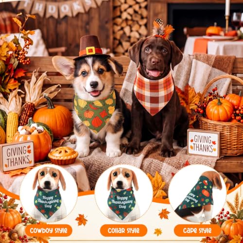 72 Pcs Thanksgiving Dog Bandanas Bulk Pumpkin Triangle Scarf (Thanksgiving 2)
