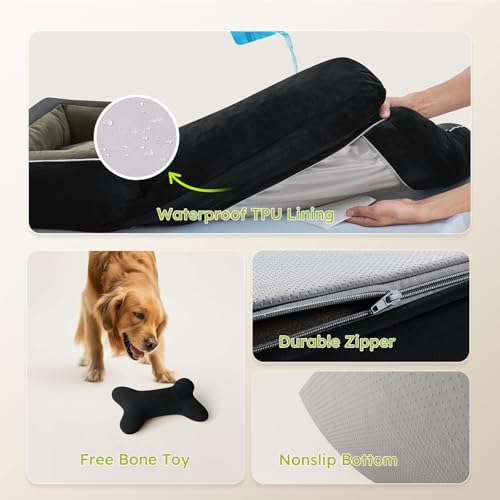 Jumbo Dog Bed for Extra Large Dogs (Black / Jumbo(45"L x 35"W x 9.5"Th))