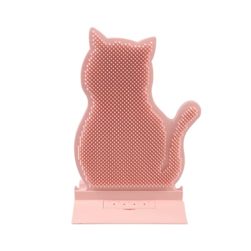 Cat Self Grooming Comb Brush with Catnip Wall Corner Groomer Brush Cats Face Scratchers for Indoor Dogs Fur pets (PINK)