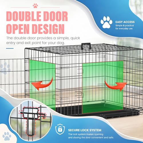 Dog Crate for Medium Dogs 36 Inch Folding Kennel Metal Pet Cage Black (Black / 36.0"L x 22.0"W x 24.0"H)