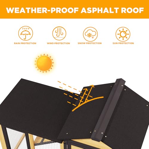 2 Story Wooden Outdoor Chicken Coop with Run Yellow Black (C03 Yellow with Black)