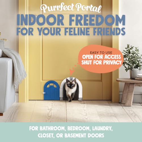 Meow Manor® Cat Door Interior Door (Blue)