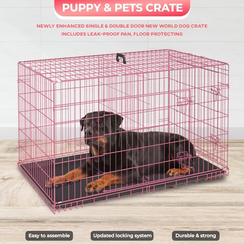 48" Foldable Metal Dog Crate (Pink)