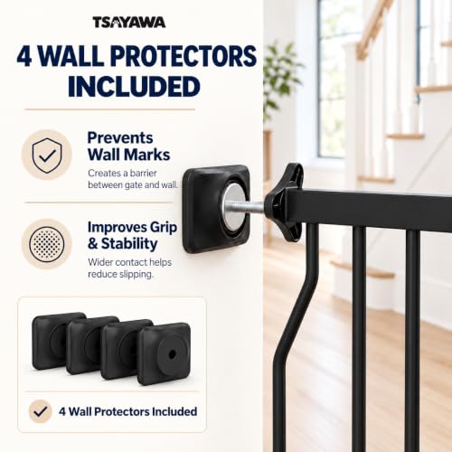 71.7 85.82 Inch Extra Wide Baby Gate Walk Through Safety Gate Black (Black / 71.65"-85.82")