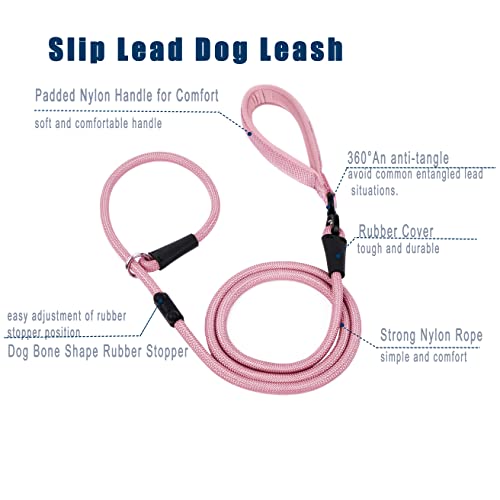 Slip Lead Dog Leash (1/2"×6ft / Pink)