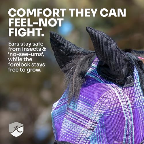 Horse Fly MASK with Fleece Ears and Forelock Hole (XL (Large Horse) / 2019 - Imperial Jade)
