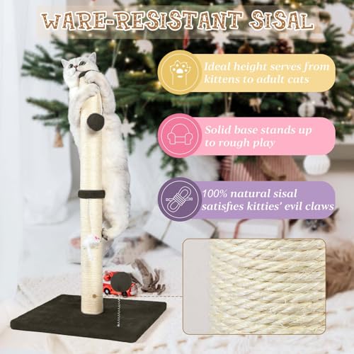 32" Tall Sisal Cat Scratching Posts Tree for Indoor Cats Adults