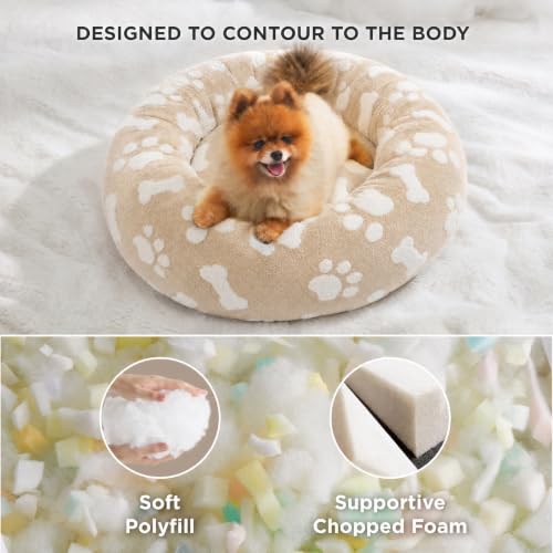 Shown on TV Jacquard Donut Dog Beds Medium Sized Dog (30.0"L x 30.0"W x 8.0"Th / Sand)