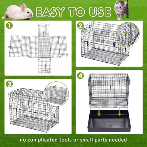 Folding One Hole Rabbit Transport Cage (Black / 18.9"L x 14.2"W x 4.7"H)