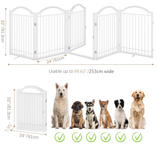 Metal No Assembly Freestanding Dog Gate with Door Walk Through (White / 5 panels)