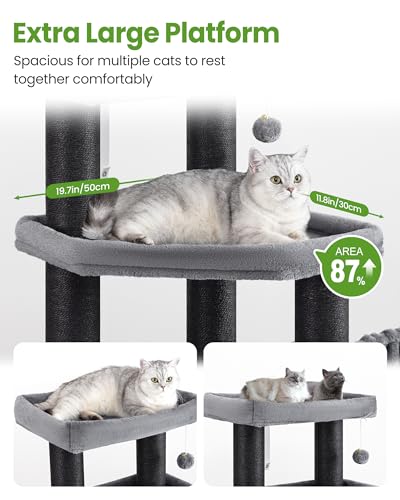 Heavy Duty Large Cat Tree Tower (Dark Grey1 / 60 inch)