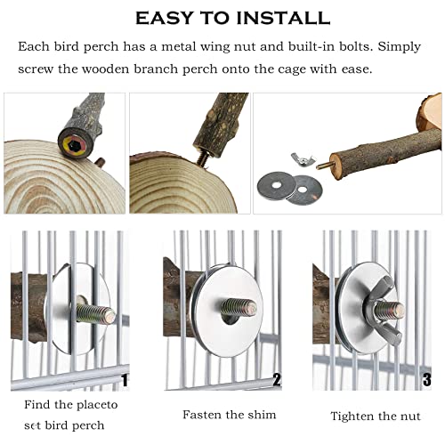 4 PCS Natural Wood Bird Perch Stand