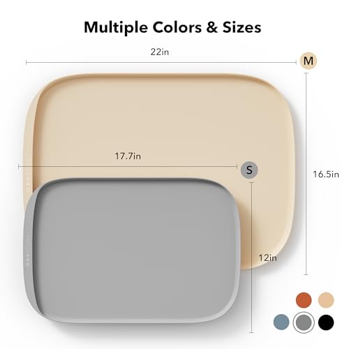 Dog Food Mat Waterproof (Grey / 17.7"L x 12"W)