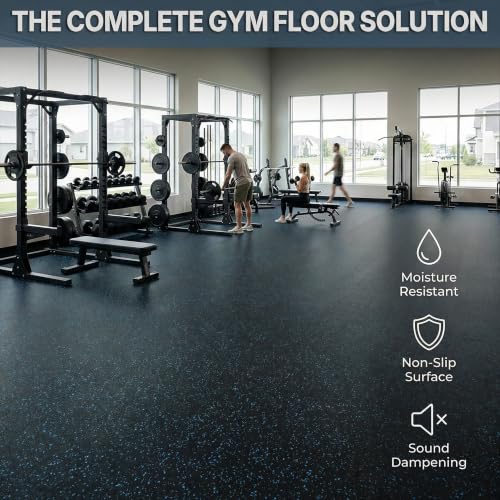 Traxxon by FlooringInc Rubber Gym Flooring Roll (Blue / 600"L x 48"W x 0.4"Th)
