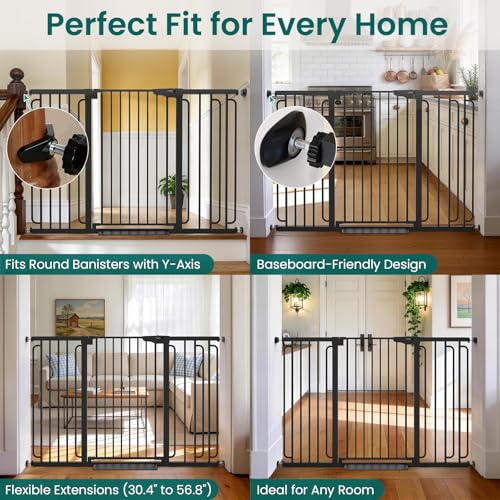 36" Extra Tall Baby Gate (Black / 30.4"-56.8" W x 36" H)