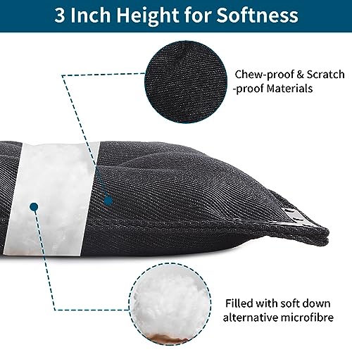 Chew Proof Dog Bed with Metal Rivet Corner for Medium Dogs (M (35" L x 22" W) / Black)
