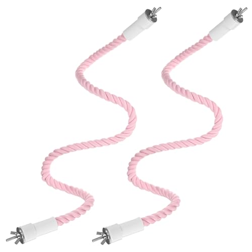 2 Pack Rope Perches for Bird Cages (Pink / 31.5 in)
