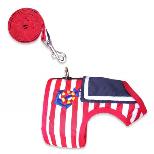 Cat Harness and Leash Set Escape Proof (Sailor Suit Red / Xxl 19-26 lbs)