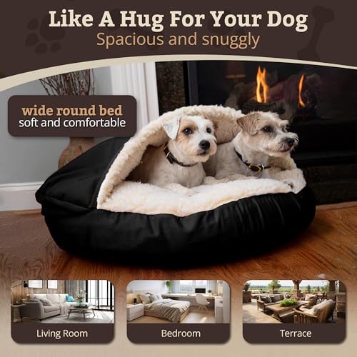 Cozy Cave Dog Bed (35.0"L x 35.0"W x 8.0"Th / Black)