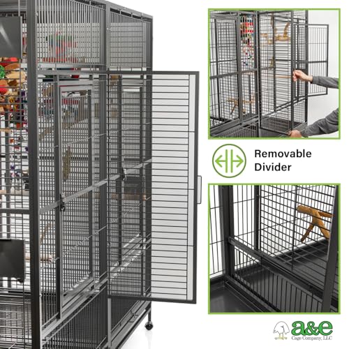 A&E Cage Co 8040FL Double Macaw Cage with Divider (Black)