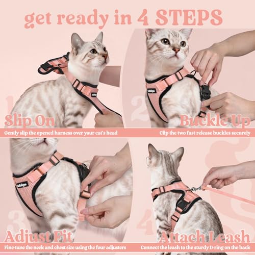 Cat Harness and Leash Set (S / Light Salmon Pink)