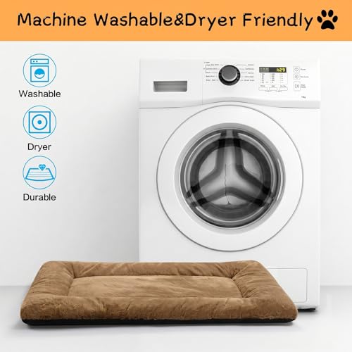Dog Crate Pad Washable Dog Bed for Crate Small Cozy Mat 24 (24.0"L x 18.0"W x 1.0"Th / Camel)