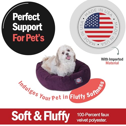 24 Inch Micro Velvet Calming Dog Bed Washable (Aubergine)