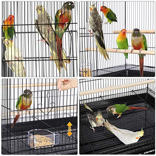 30‘’ Flight Bird Cage Stackable Design for Small and Medium Birds with Slide Out Tray and Bottom Grate Budgies Cockatiels Lovebirds Canaries Parakeet Cage (Black)