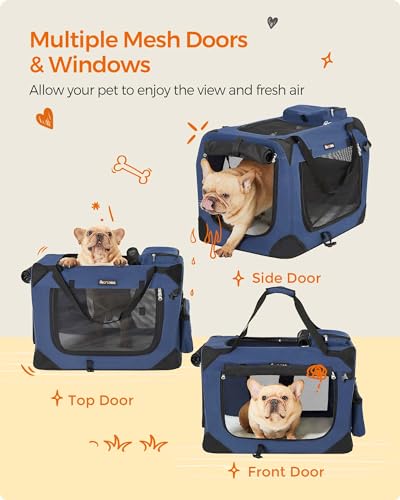 Collapsible Soft Dog Crate (M（24.0"L x 16.5"W x 16.5"H） / Dark Blue)