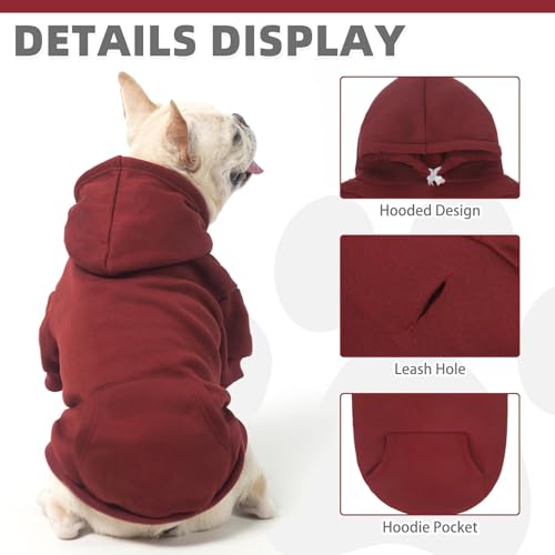 Dog Hoodie for Large Medium Small Dogs (Deep Red / Small/Medium)