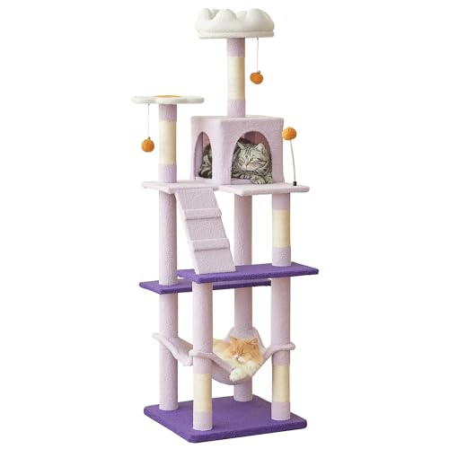Flower Cat Tree for Indoor Cats (63.8 in / Purple)