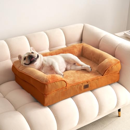 Orthopedic Dog Beds Large Sized Dog (Pumpkin Orange / 35.0"l X 22.0"w X 6.5"th)