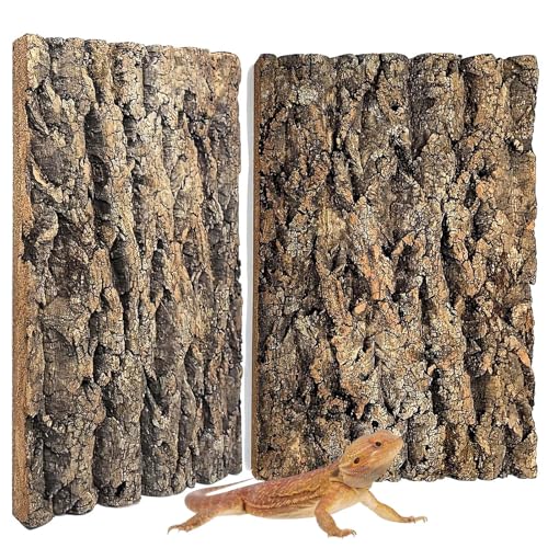 2PCS 15.7"x11.8" Natural Thickened Reptile Cork Bark Terrarium Background (2PCS - L：15.7" x 11.8")