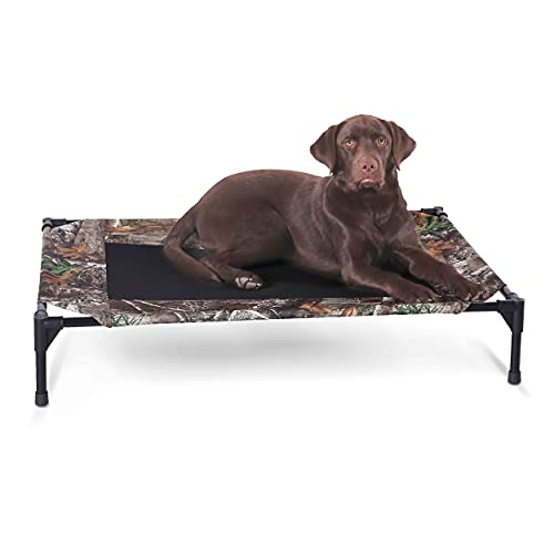 K&H Outdoor Elevated Dog Bed for Medium & Large Pets (Camo/Black Mesh / Large 42"L x 30"W)