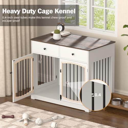 40'' Wooden Dog Crate Furniture (White)