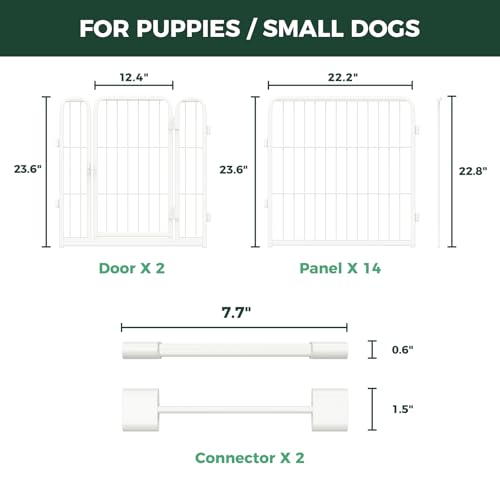 Homeplus Indoor Dog Playpen with Divider Connectors (White / 24"H)