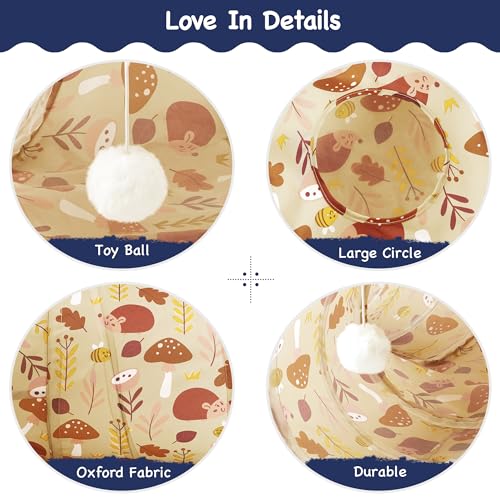 Cat Tunnel, 3-Way Collapsible Toy for Indoor Cats, Hedgehog (Khaki Hedgehog / Small)