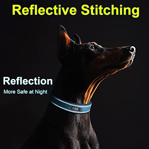 Heavy Duty Dog Collar for Medium Dogs with Metal Belt Buckle (Medium(14.5"-19") / Blue)