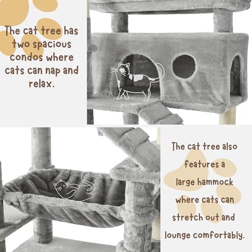 80 Inch Cat Tree (Light Grey)